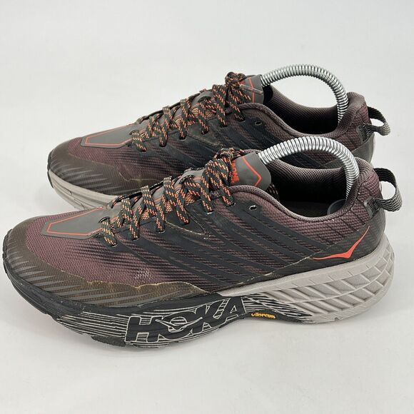 Hoka One One Speedgoat 4 Vibram Gray Black Men's Size 7  2E Trail Running Shoes - Picture 5 of 12